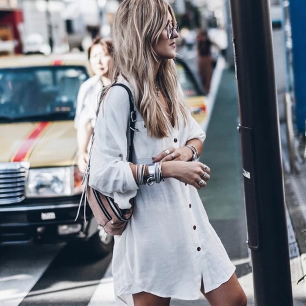 🌹 BOHEMIAN WHITE SHIRT DRESS 🌹